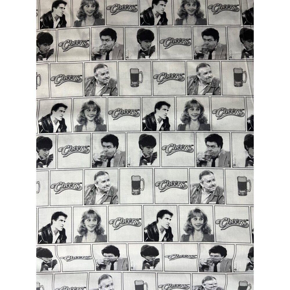 Cheers TV Show Black and White Cotton Fabric 44" Wide Sold By The Half Yard